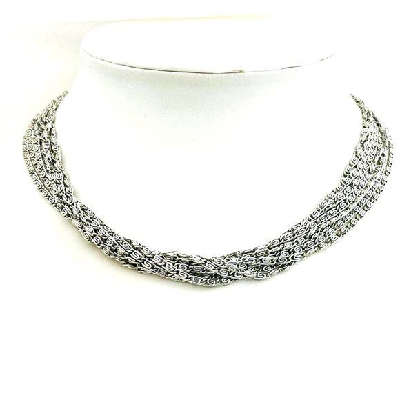 Vintage Sarah Coventry Lightweight 8-Strand Silver Tone Necklace/Choker - 15.25" - Picture 6 of 6